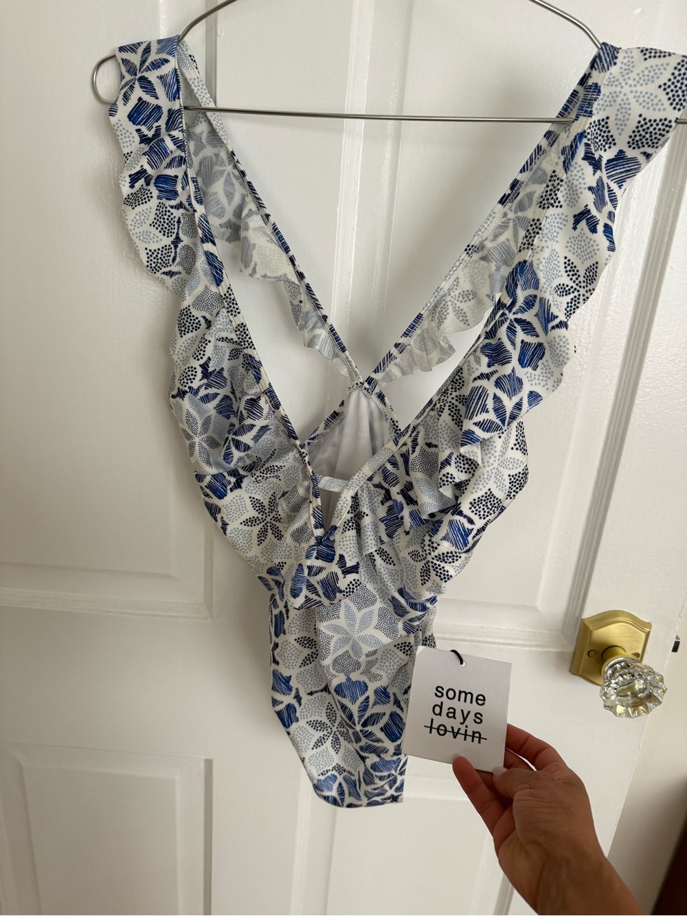 Some Days Lovin' Blue Floral Sexy One-Piece Swimsuit